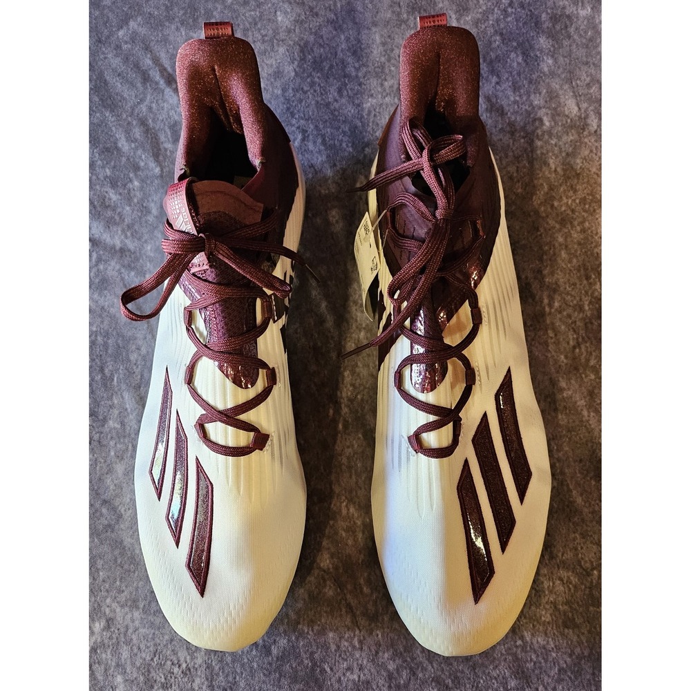 NWT Adidas Adizero EH1311 Men's Football Cleats White/Burgandy SZ 16